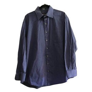 AXCESS- MENS STRIPED BLUE 100% COTTON NON-IRON BUTTON-DOWN SHIRT SIZE NECK 17